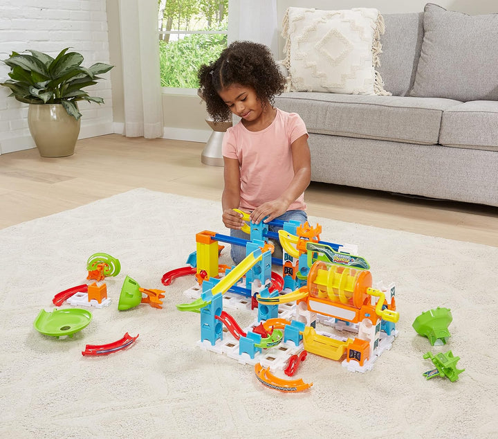 VTech Marble Rush - Super Action Set L100 E – Interaktives Kugelbahn-Set mit Licht und Sound, spanne