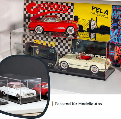 HMF 46804 Acryl Vitrine / Schaukasten für Modellautos, Figuren | 34 x 16 x 14 cm | Transparent 34 x