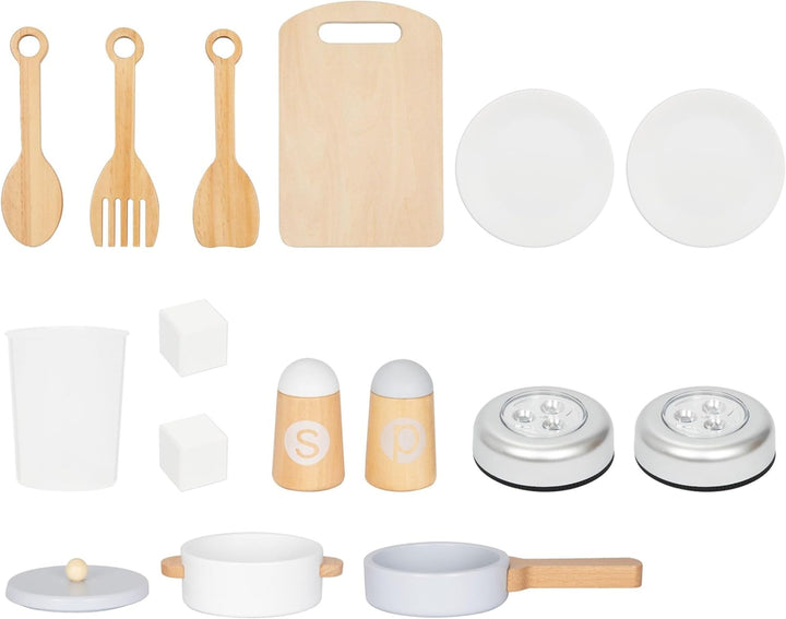 Mamabrum XXXL Holzküche mit LED-Beleuchtung, Spielküche & Eiswürfelspender - Kinderküche Zubehör Set