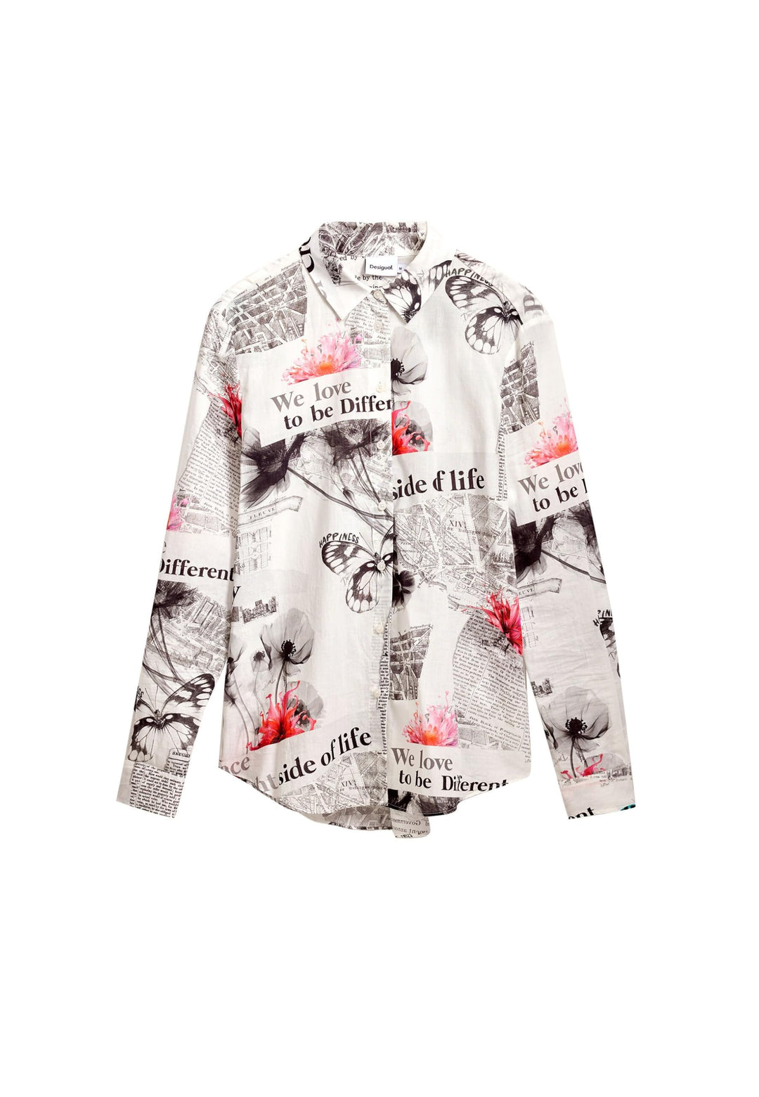 Desigual Damen Gewebtes Damenhemd, Langärmelig Shirt (1er Pack) M Weiss, M Weiß