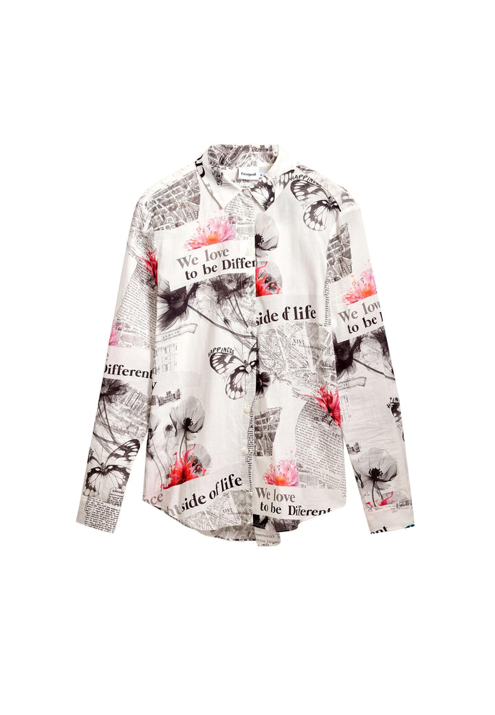 Desigual Damen Gewebtes Damenhemd, Langärmelig Shirt (1er Pack) M Weiss, M Weiß