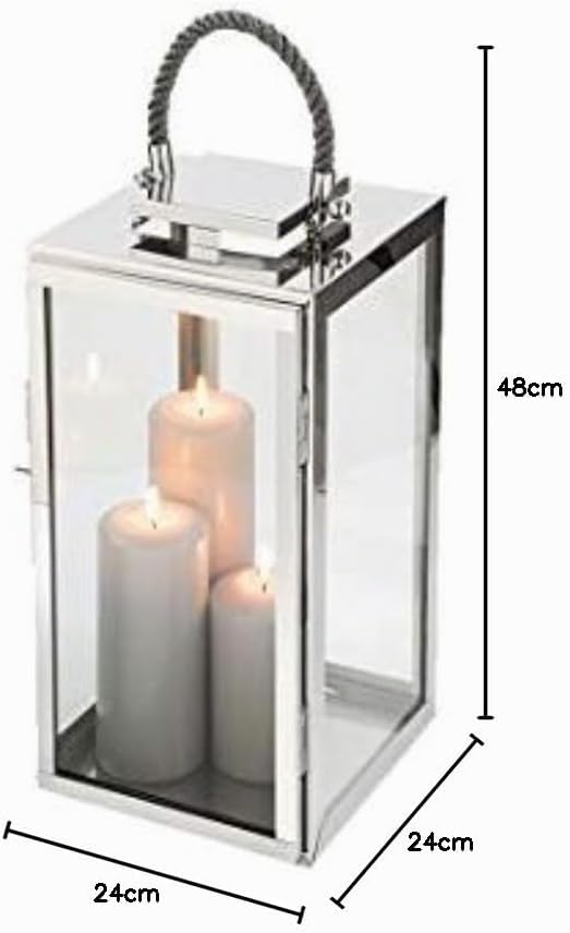 Fink Sevilla Laterne, Glas, Silber, 24cm 24cm Silber, 24cm Silber