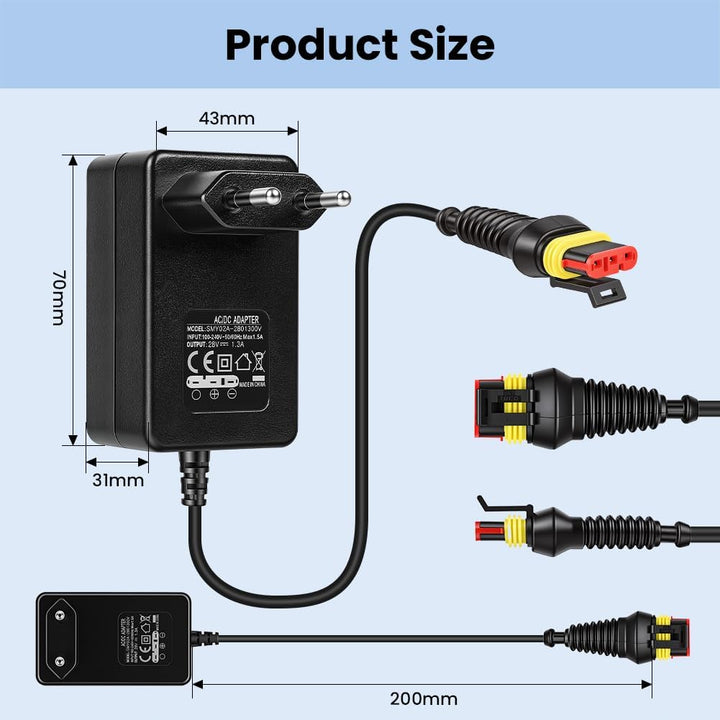 28V 1.3A Adapter Rasenmäher Netzteil, Ladegerät kompatibel für Gardena R50Li, R80Li, R40Li, R45Li, R