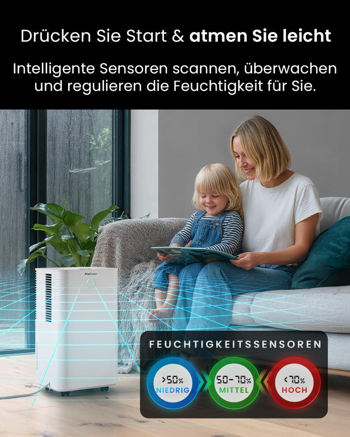 Pro Breeze OmniDry Luftentfeuchter mit App &amp; WLAN, 12L in 24h Entfeuchtungsleistung - Luftentfeuchte