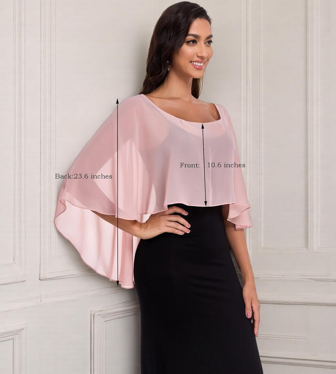 Chiffon Wrap Shawls Capes for Evening Dresses Wedding Bridal Bolero Shawl Wraps for Women Blush, Blu