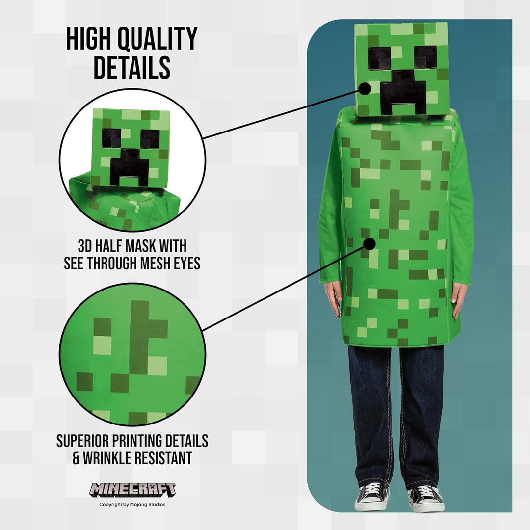 Minecraft Disguise Offizielles Kostüm Kinder Jungen Classic Creeper Kostüm Karneval Kostüm Faschings