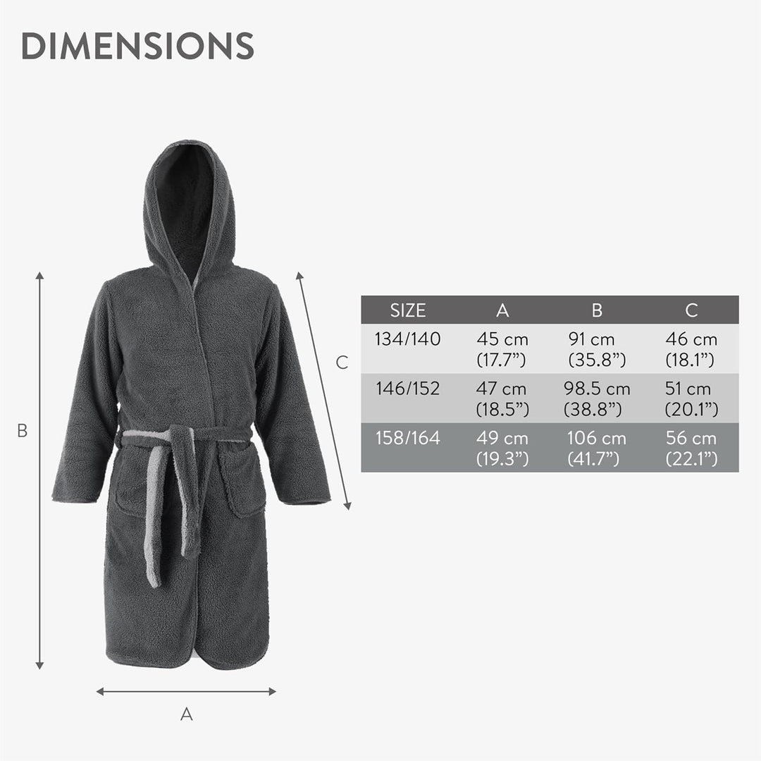HOMELEVEL Kuschelfleece Bademantel für Kinder - Sherpa Morgenmantel mit Taschen Schalkragen Gürtel -