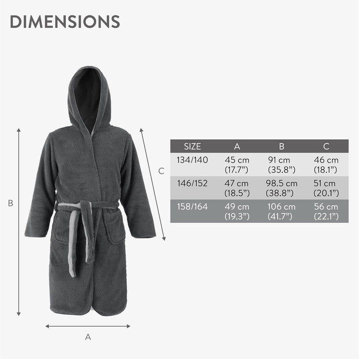 HOMELEVEL Kuschelfleece Bademantel für Kinder - Sherpa Morgenmantel mit Taschen Schalkragen Gürtel -