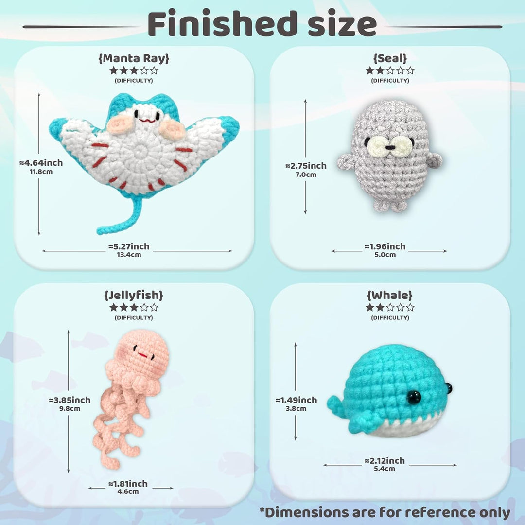 YAMAXIN Häkelset für Anfänger – Ocean Animal Amigurumi DIY Garn Kit mit Schritt-für-Schritt-Anleitun