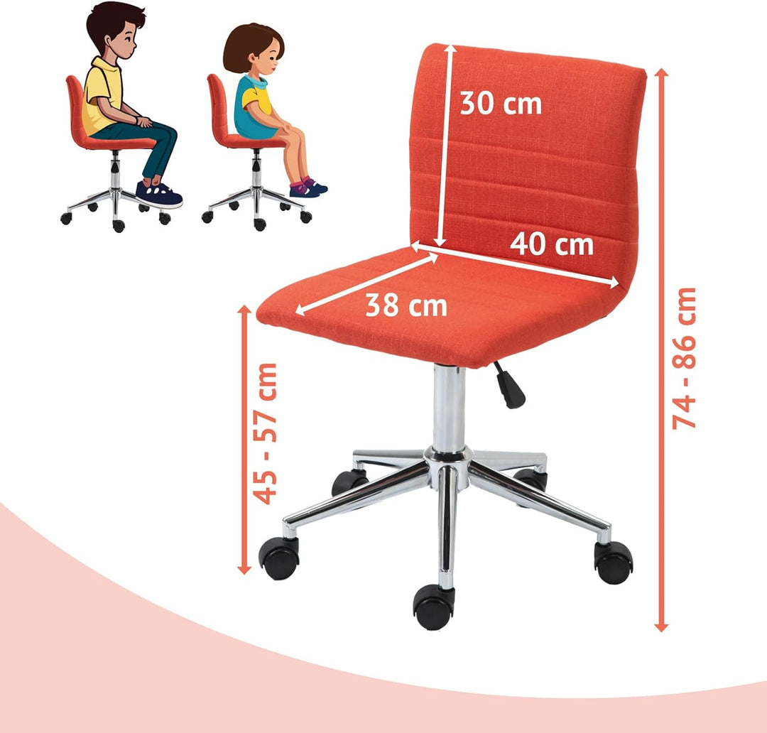 SVITA Linus Schreibtischstuhl Kinder Drehstuhl Stoffbezug Rot Rot Polyester, Rot Polyester