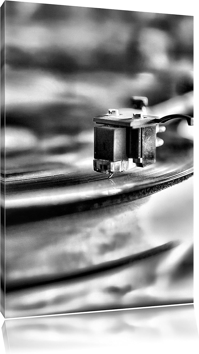 Monocrome, Schallplatte, Format: 100x70 auf Leinwand, XXL riesige Bilder fertig gerahmt mit Keilrahm
