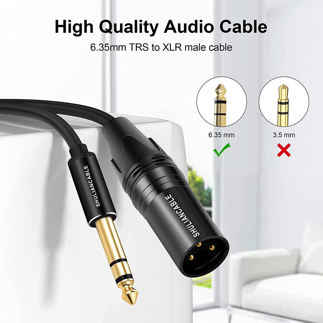 SHULIANCABLE XLR auf Klinke 6,35 mm, 3-pol XLR Kabel Verbindungskabel Patchkabel Stecker auf Stecker