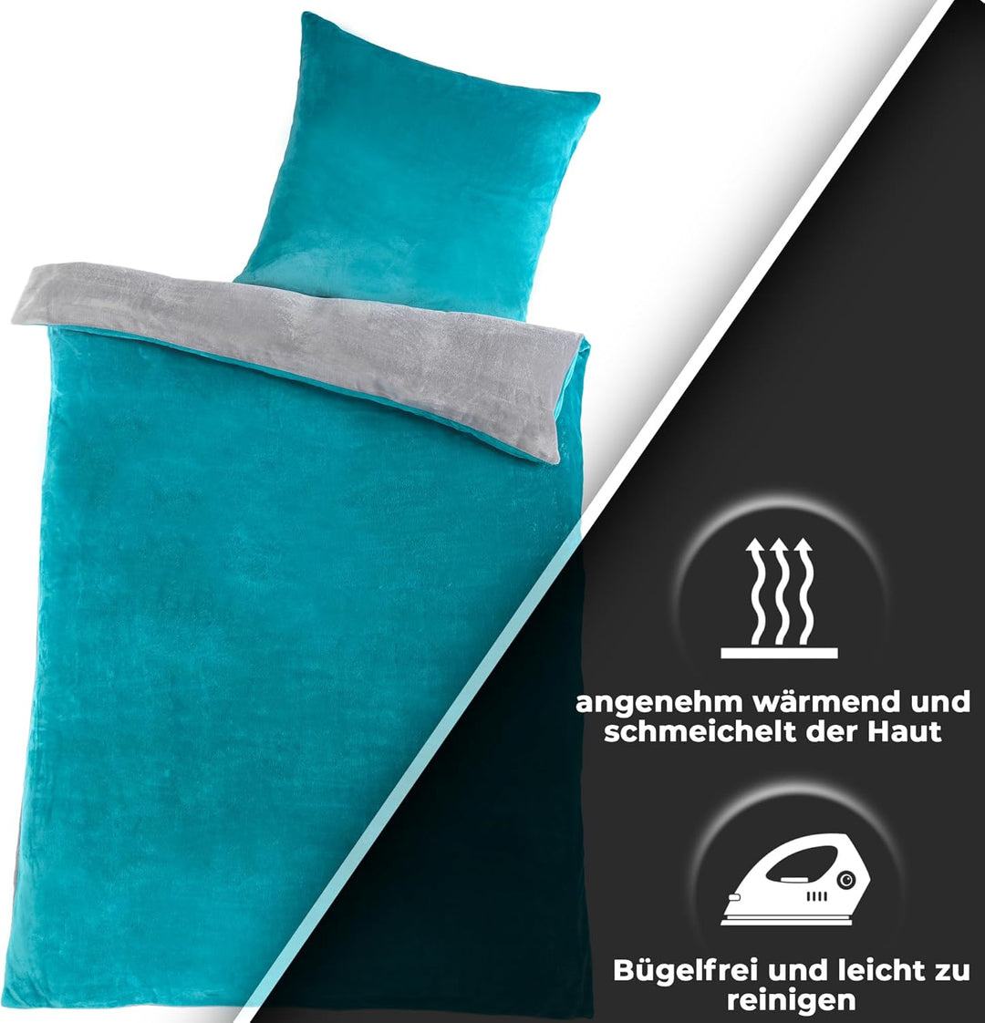 MALIKA Winter Plüsch Wendebettwäsche Nicky-Teddy 'Cashmere Touch' 135-155 - 200x200 Coral Fleece, Fa