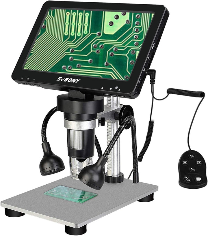 Svbony SV604 LCD Digitales Mikroskop, 7 Zoll Bildschirm 1-1200x 12MP Mikroskop mit 8 LED Aufhellleuc