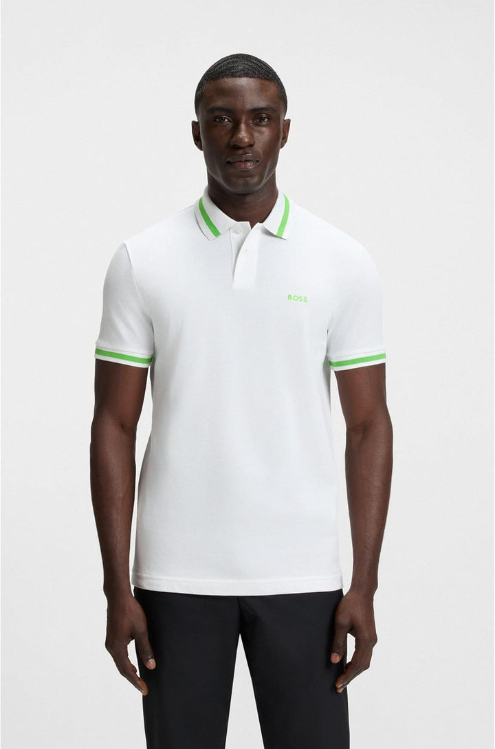 BOSS Herren Pio Polohemd S Weiss 100, S Weiss 100