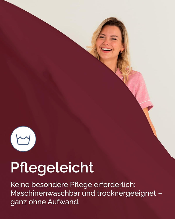 Spannbettlaken 90x190 Weinrot 40 cm Steghöhe - Luxuriöses Spannbetttuch für Einzelbett - Passt auf M