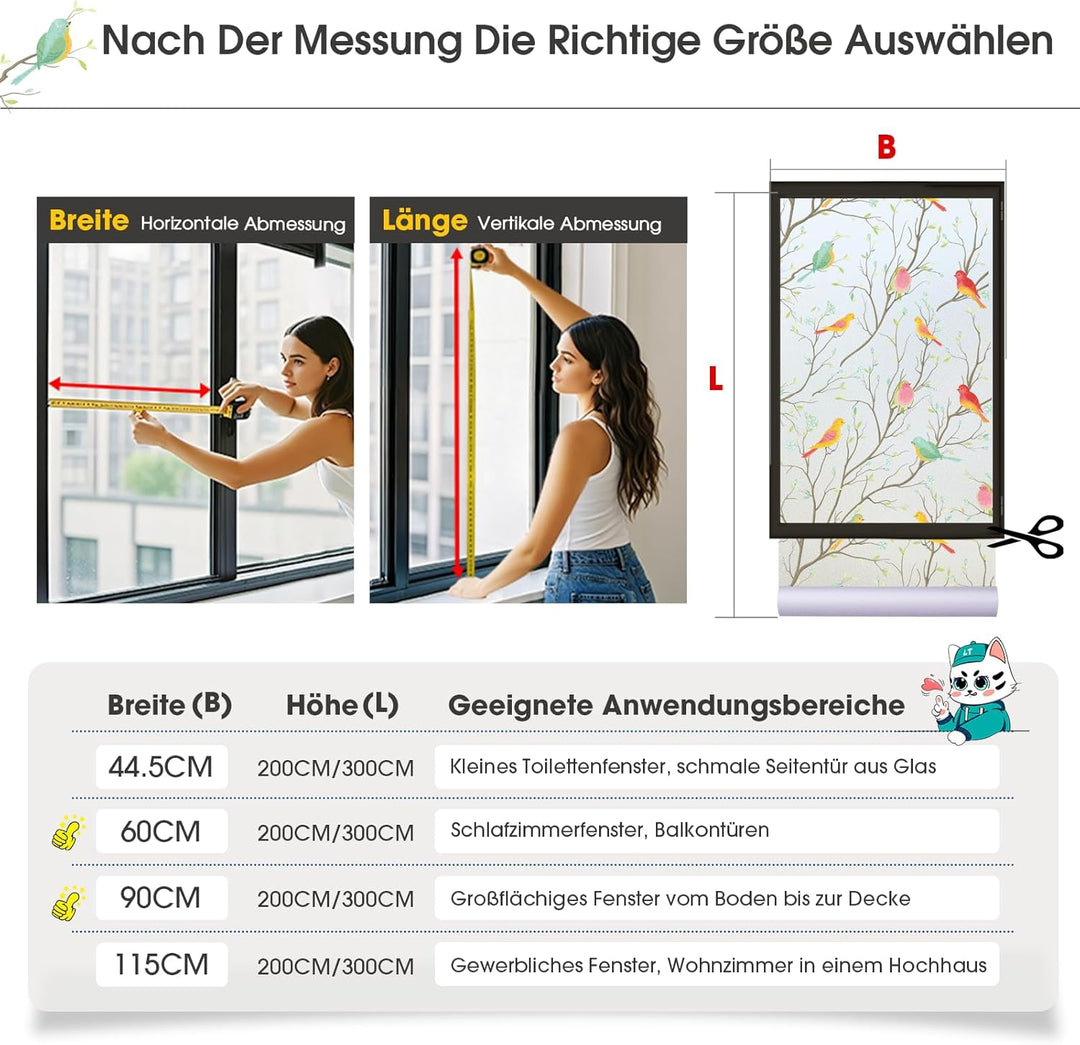Lifetree Glasmalerei Fensterfolie Blickdicht Sichtschuzfolie: Selbsthaftende Sonnenschutz Fenster Bu
