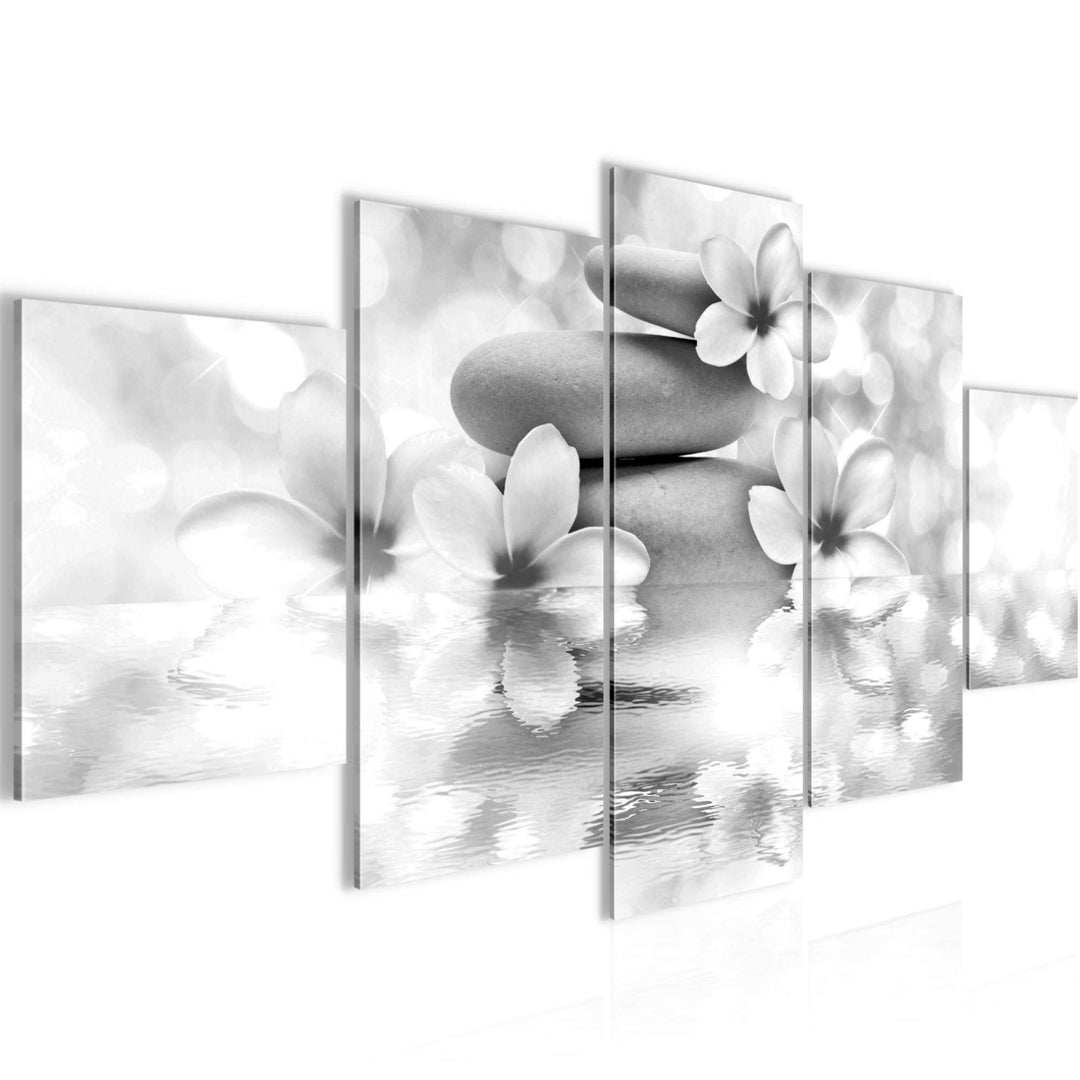 Runa Art Wandbilder Blumen Feng Shui 5 Teilig Bild auf Vlies Leinwand Deko Wohnzimmer Zen Schwarz We