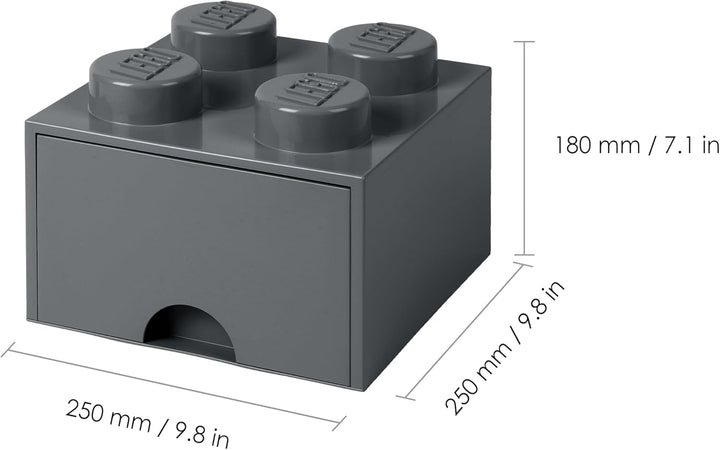 Room Copenhagen Lego Schublade 4 Noppen, 1 Fach, stapelbare Box, 4,7 l, Dunkegrau, 199-Dark Stone Gr
