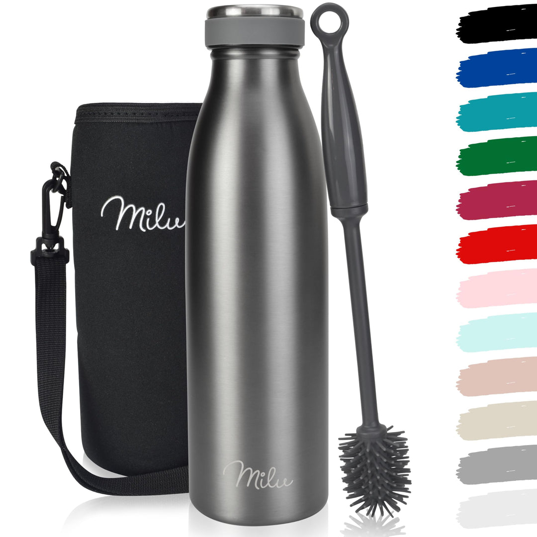 Milu Edelstahl Trinkflasche 350ml 500ml 750ml 1L 1,5L Thermosflasche, Isolierte Wasserflasche, Ausla