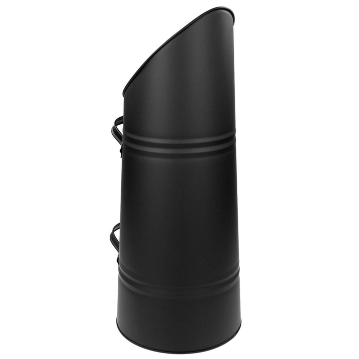 Raik Kohlekorb Heinz aus Stahl grau Pellets- und Kohleeimer mit Schüttrand Brennstoffkorb für Kamin