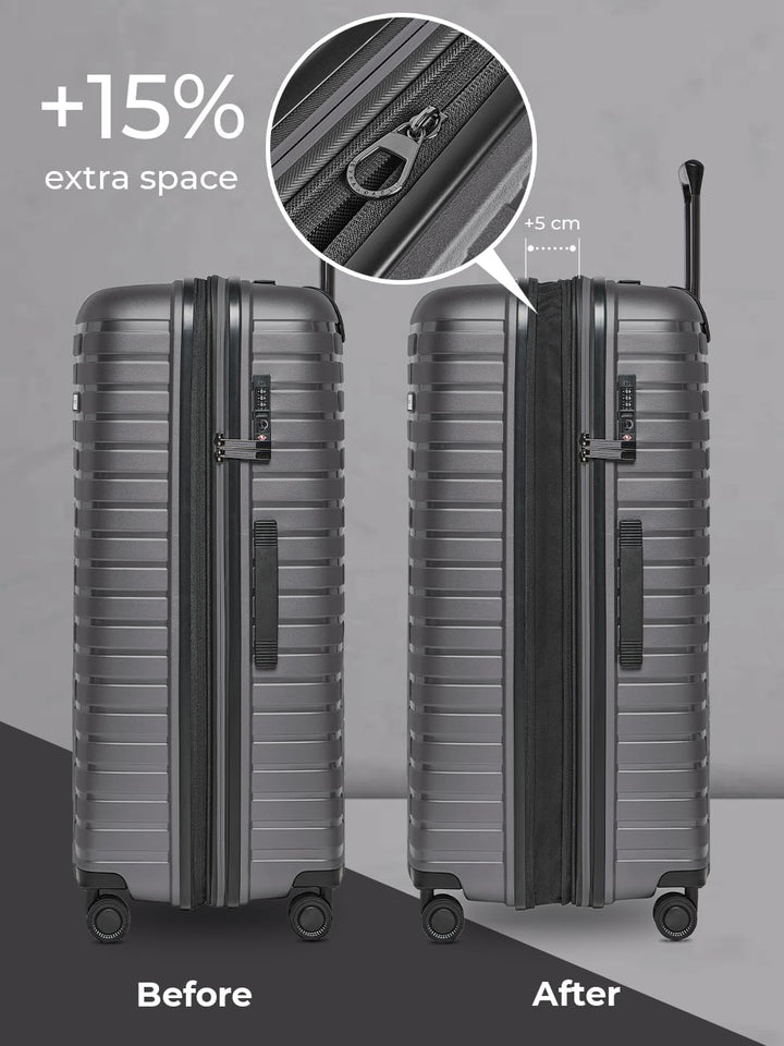 Hartschalen Check-in Koffer | Grosser XL Trolley 52 x 31 x 75 cm von 101 auf 110 Liter erweiterbar |