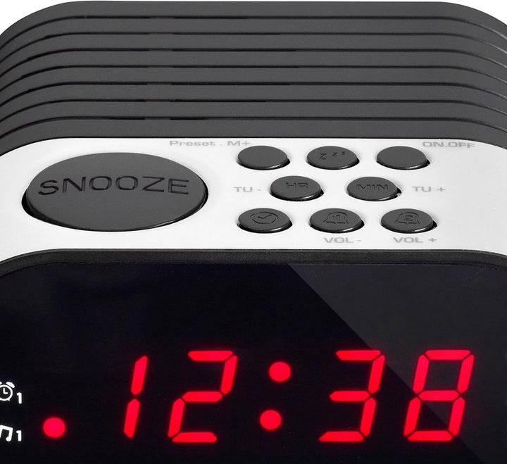 Lenco Radiowecker CR-07 mit LED-Display, 2 Weckzeiten, Dual Alarm, Sleeptimer, Schlummerfunktion, in