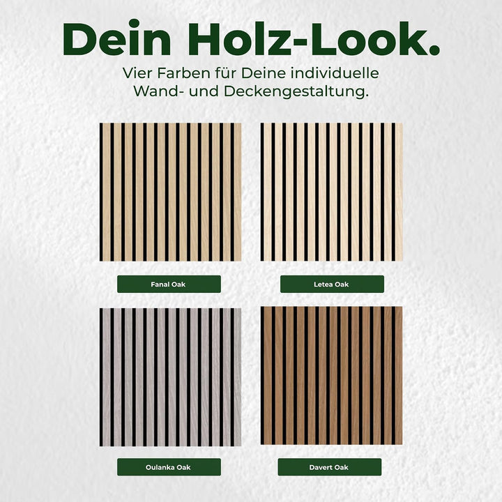 Akustikpaneele Holz 52x52 cm Echtholzfurnier Eiche Dunkel 6er Set Eiche Dunkel 6er-Set, Eiche Dunkel