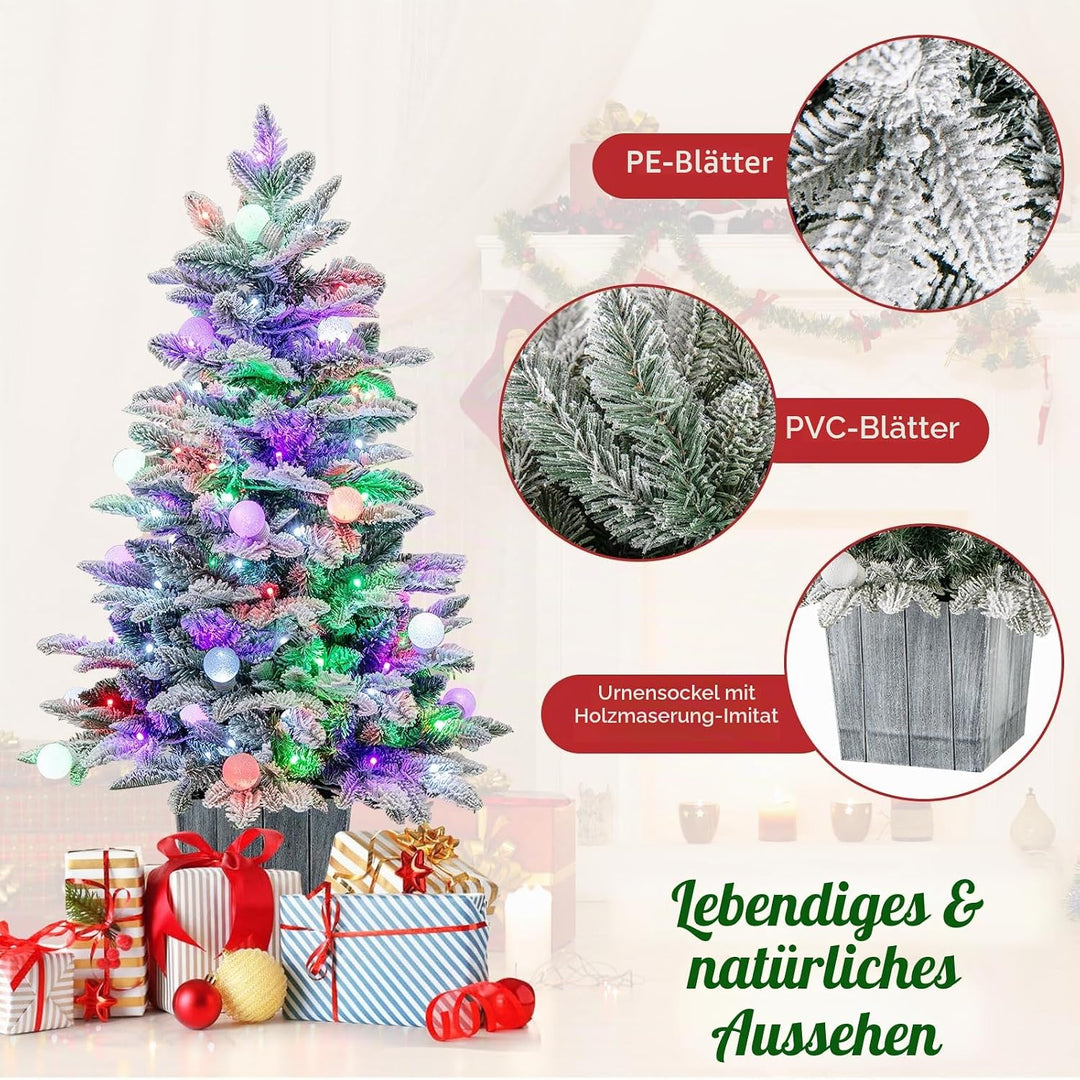 KOMFOTTEU 60 cm Künstlicher Weihnachtsbaum Mini, Christbaum mit LED & 148 Zweige, Kleiner Tannenbaum