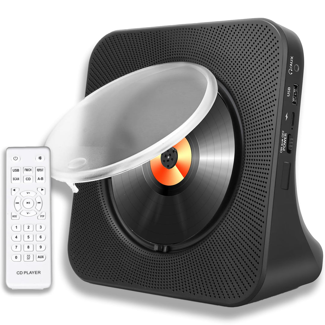 Tragbarer Bluetooth CD-Player mit Lautsprechern - 8-in-1 HiFi-Stereo-Soundsystem für Zuhause, unters