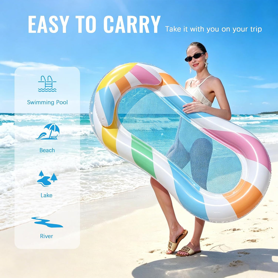 Aufblasbare Wasser Hängematte Luftmatratze Liege mit Netz, Pool Hängematte mit Mesh, Wasser Bett sch