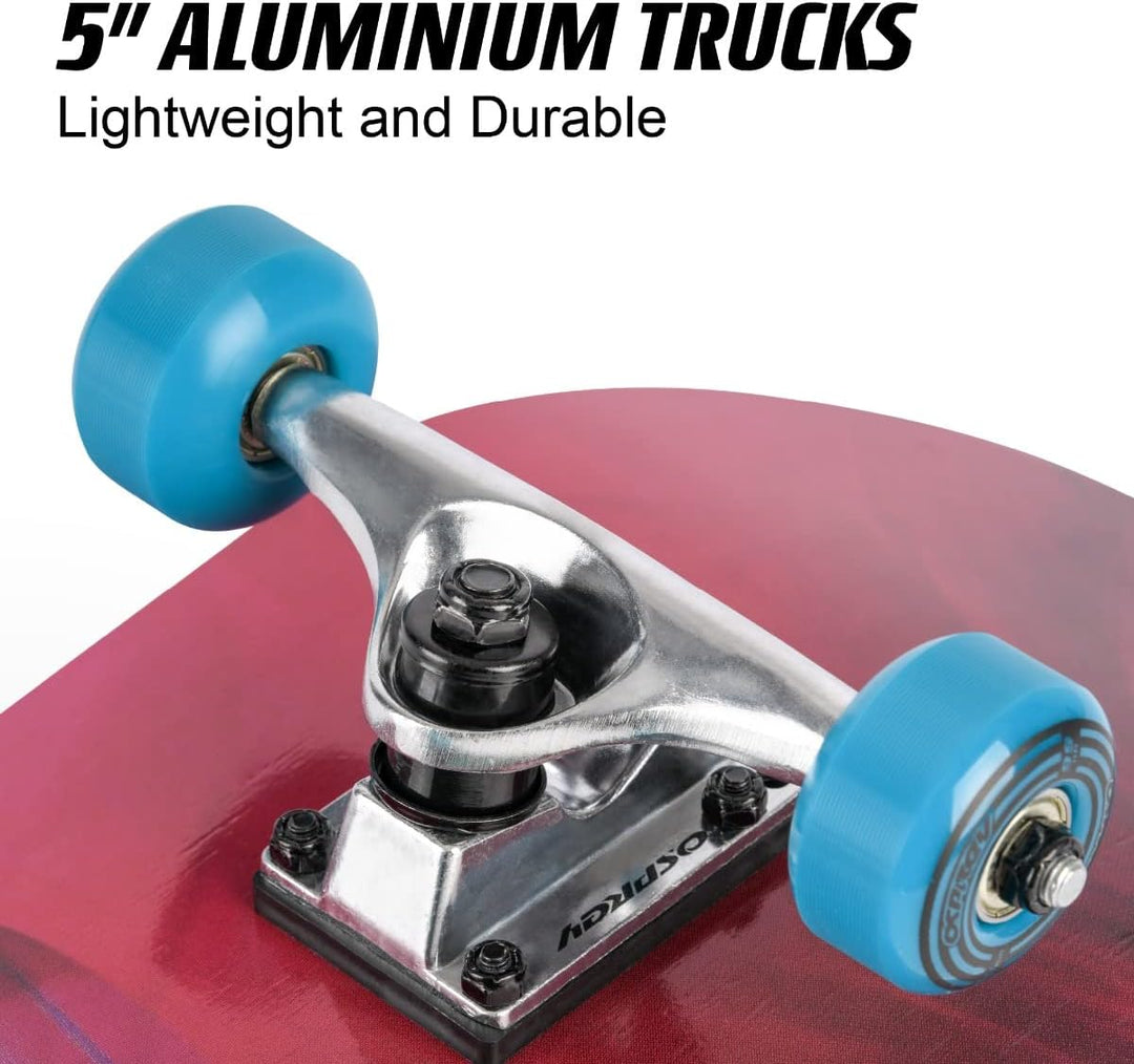 Osprey Komplettes Skateboard, 78,7 x 20,3 cm, Doppel-Kick-Skateboard für Kinder und Erwachsene, konk