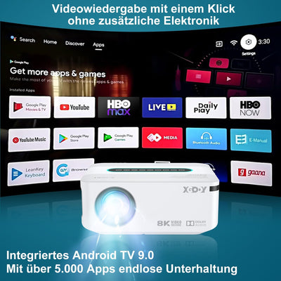 4K Support Beamer mit 5G WiFi und Bluetooth, XGODY X1 12000L Native 1080P HD Eingebaute Android OS P