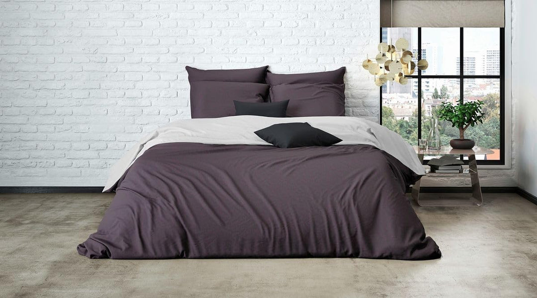 MISTRAL HOME Uni Einfarbig Wende Bettwäsche Edel Perkal 100% Ägyptische Baumwolle, Farbe:Shale Taupe