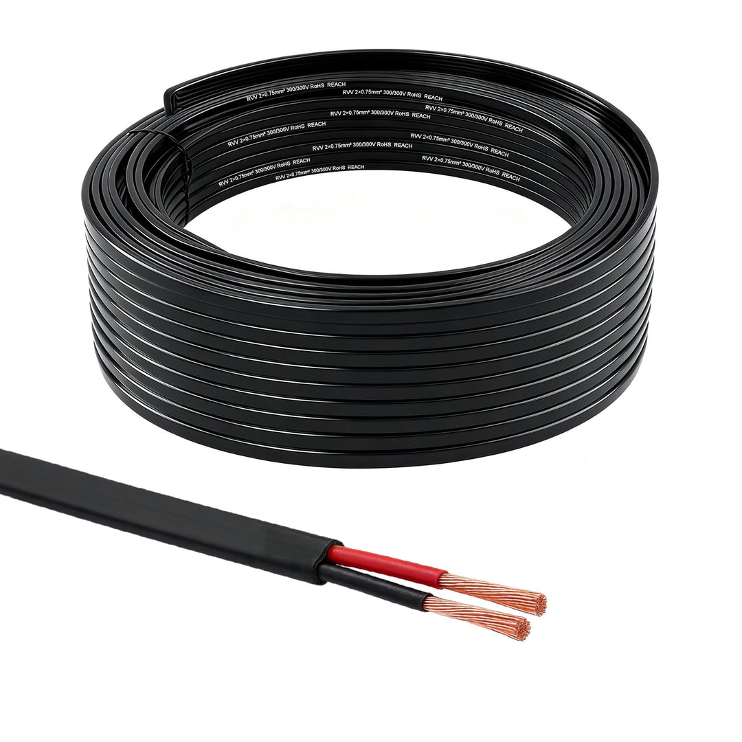 BEIJISTAR 10M Fahrzeugleitung 2x0,75mm² Flachkabel, 12V 24V 2 Adriges Anhängerkabel, 2 Adriges Elekt