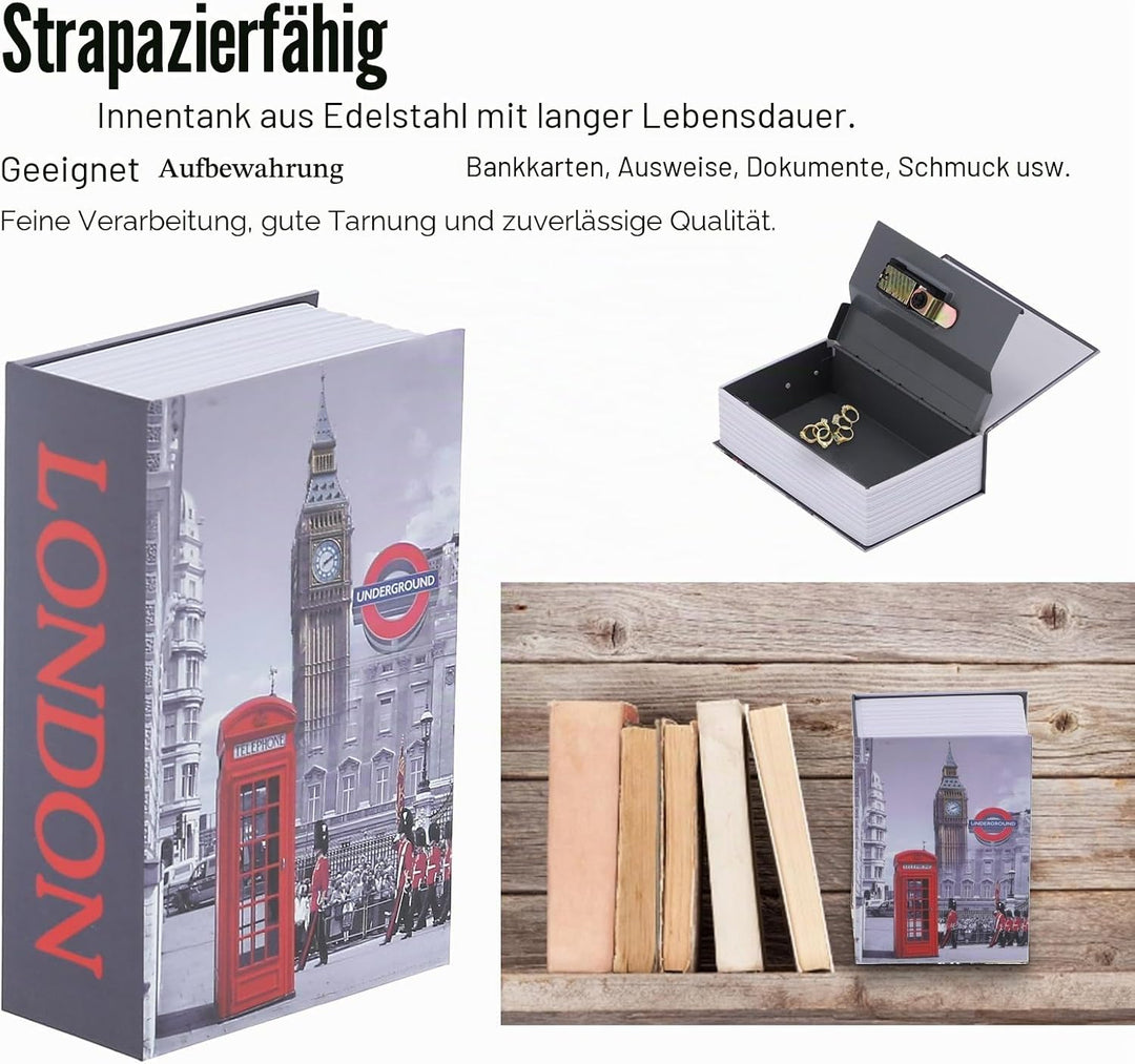 Hapivida Mini Book Safe, Passwortgeschützte Safe Box im Wörterbuch Design für Schmuck Bargeld Dokume