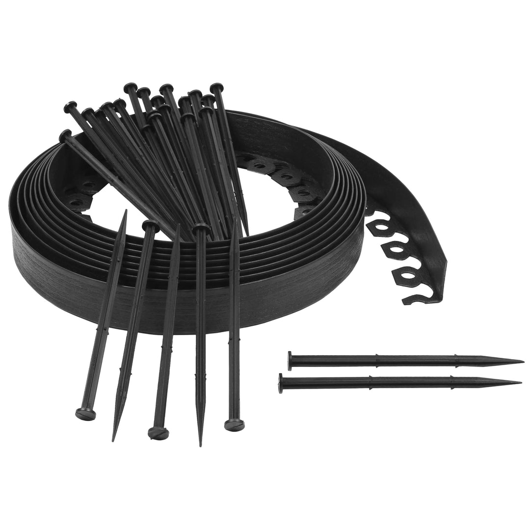 Schwarze Rasenkante Beeteneinfassung Kanteneinfassung + Anker Höhe 5,5 cm (20 m, Schwarz) 20m Schwar