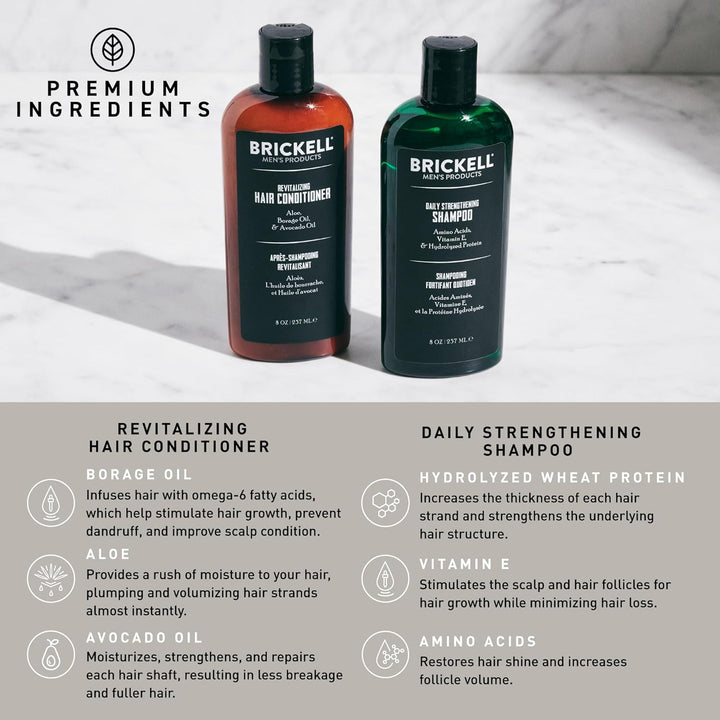 Brickell Men’s Daily Revitalizing Hair Care Routine - Shampoo mit Minze und Teebaumöl und Stärkender
