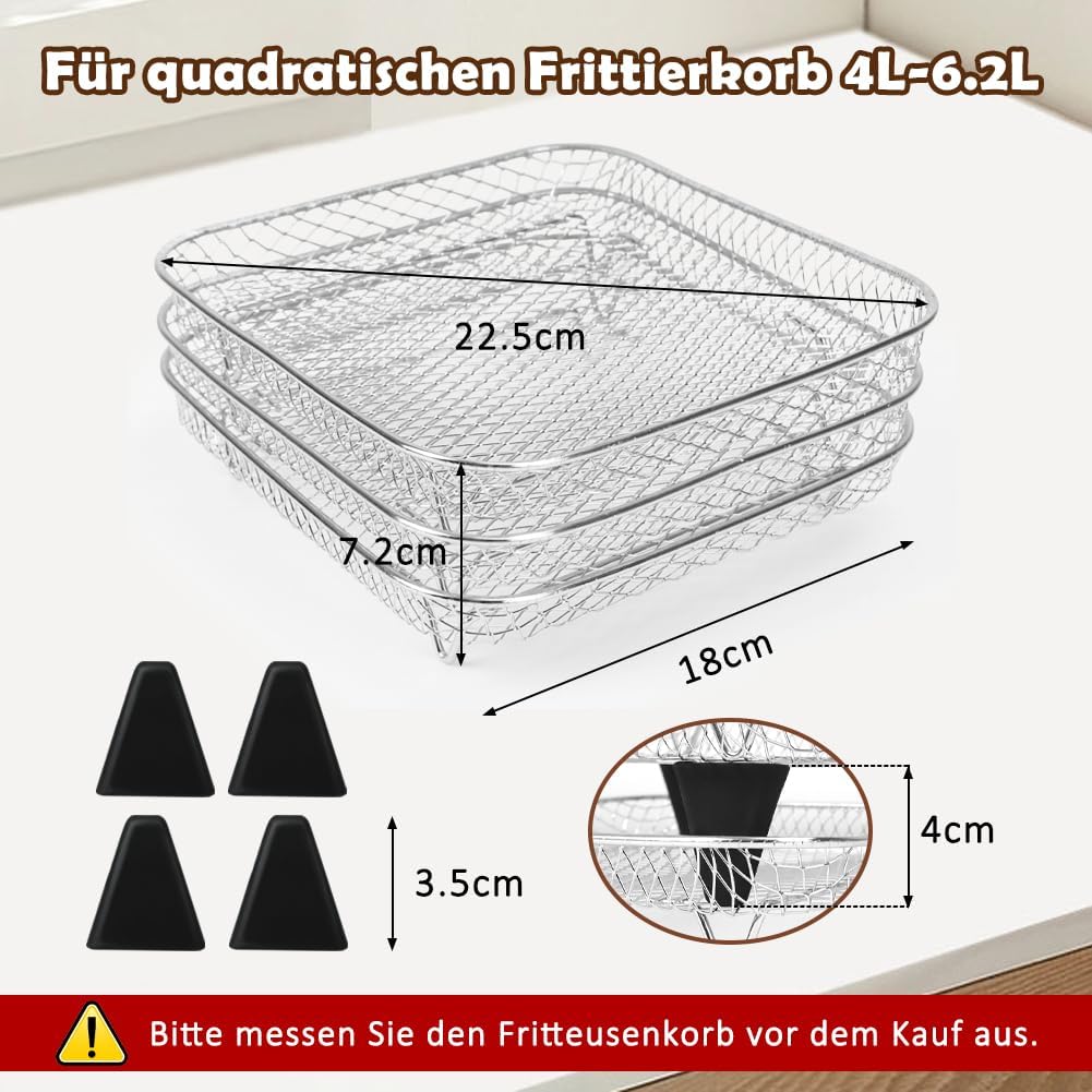 Airfryer Zubehör für Russell Hobbs 4L /Ninja PRO 4,7L AF140EU & 6,2L AF180EU Heissluftfritteuse, Kle