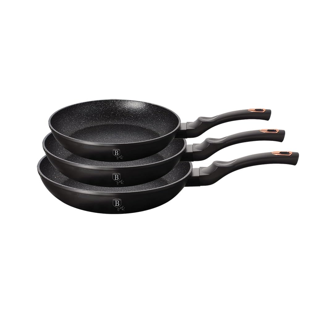 Cristalray Berlinger Haus BH/6158F 3er-Set geschmiedete Aluminiumpfannen 20/24/28 cm, Rose Collectio