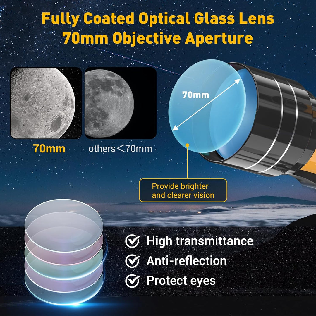Teleskop Astronomie, 70/400mm Teleskop für Kinder & Einsteiger & Erwachsene, Teleskop Astronomisches