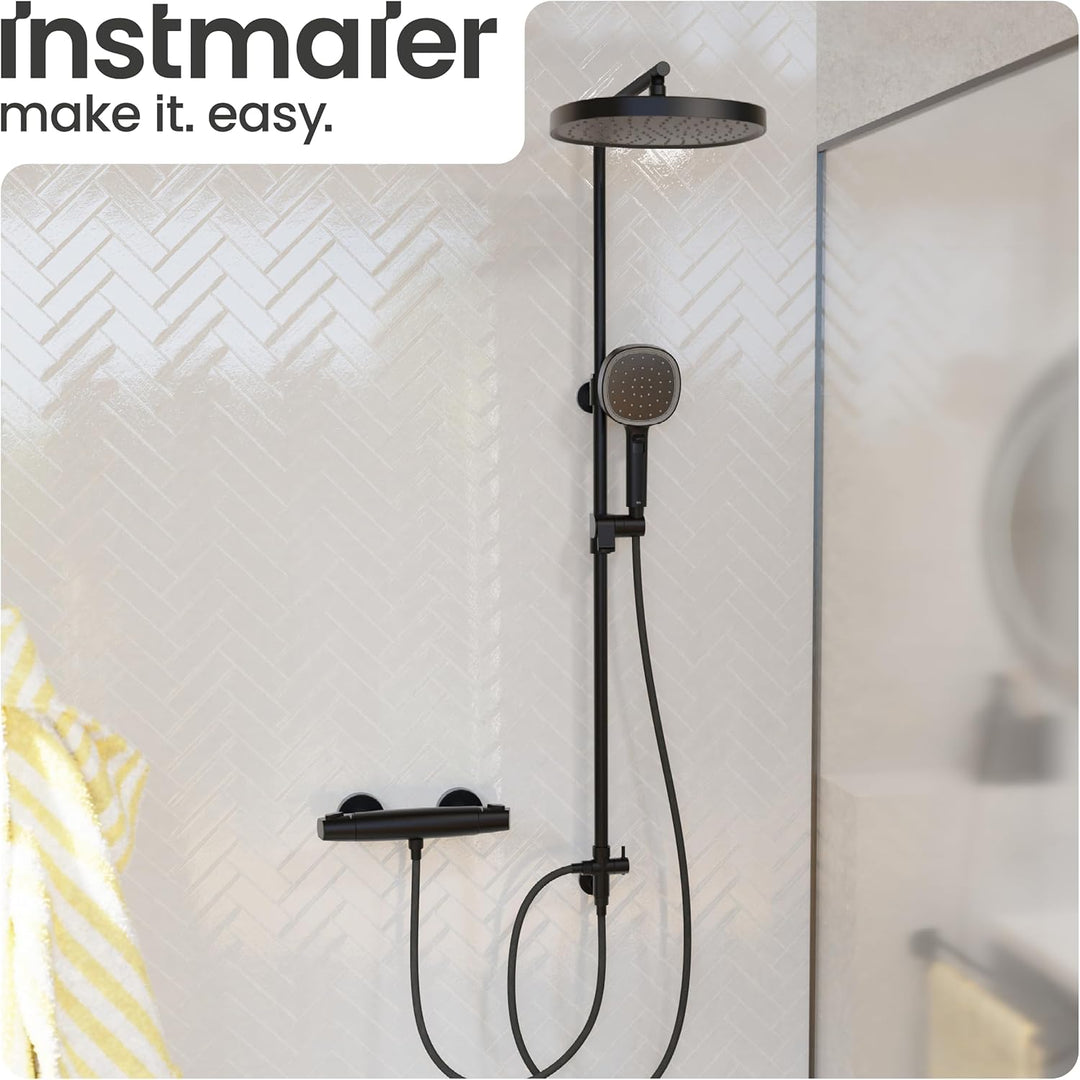 instmaier Beatrice | Duscharmatur mit Thermostat | Schwarz matt | Duschthermostat für Badewanne und
