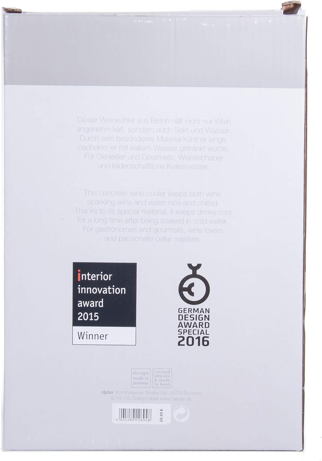 Räder Vino Beton Weinkühler Any Time is Wine Time D 13,5 cm | H 21,5 cm Grau, D 13,5 cm | H 21,5 cm