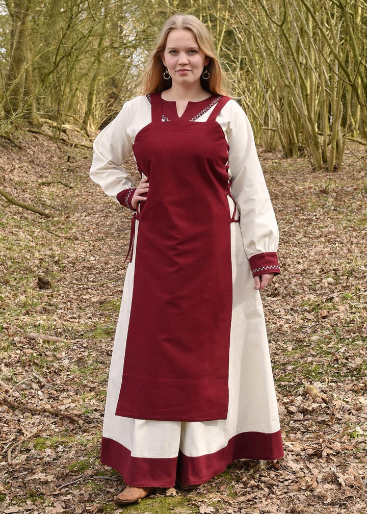 Battle-Merchant Langarm Mittelalter Kleid Jona mit Gürtel für Damen aus Baumwolle | LARP Wikingerkle