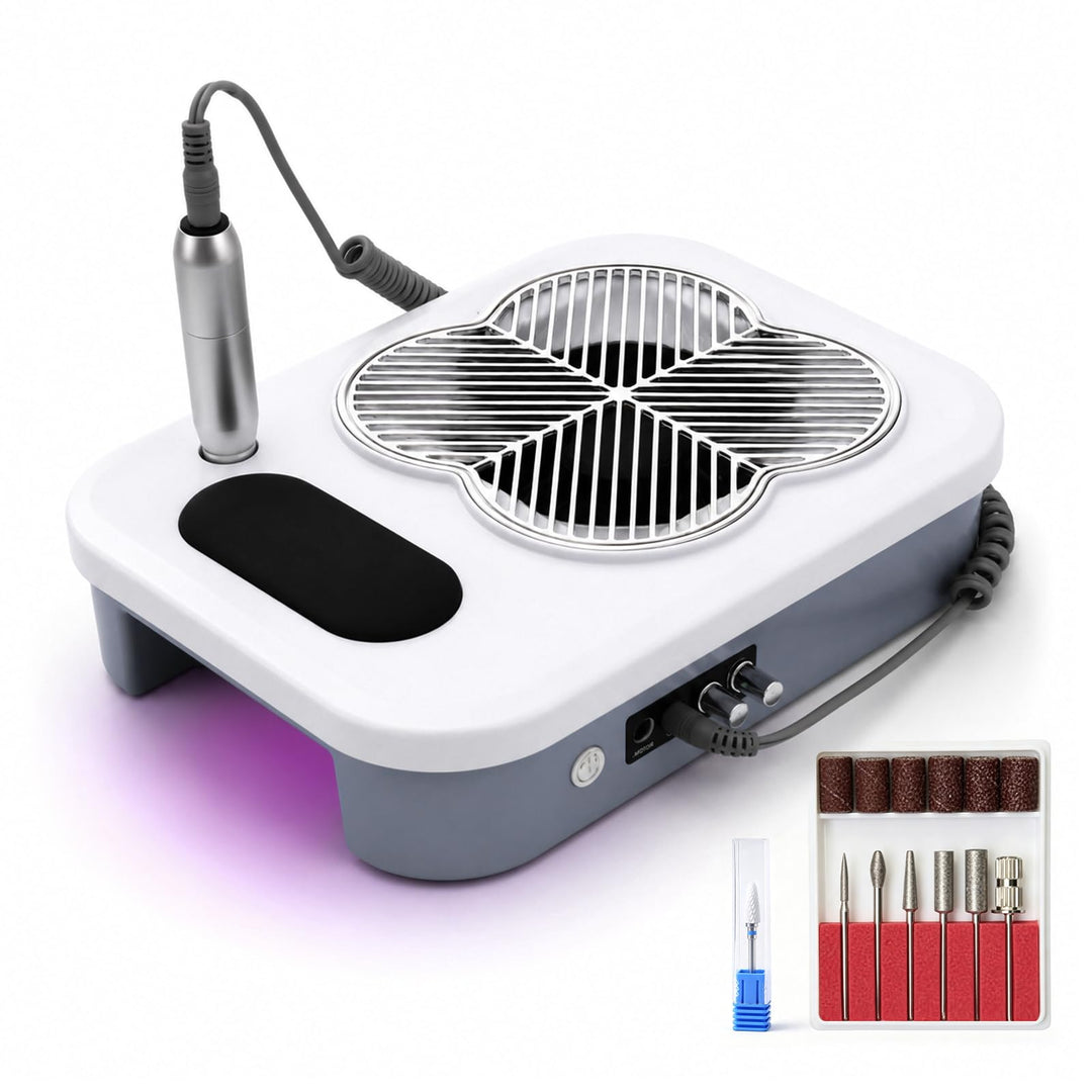 Nail Drill, 3in1 Nagel Fräser Elektrische mit UV-LED &amp; Nagel Staubabsaugung Nagelstaubsauger mit Fil