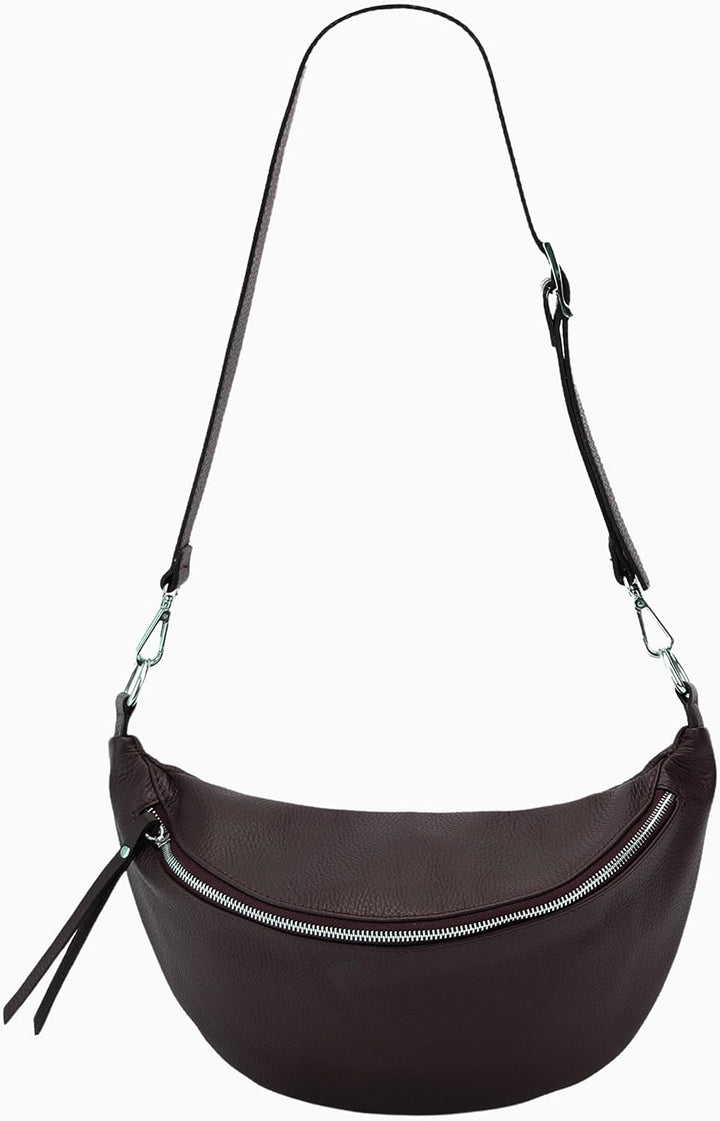SH Leder echt Leder Damen Unisex Brusttasche für Festival Reise mittelgross Hüfttasche Crossbody Bag