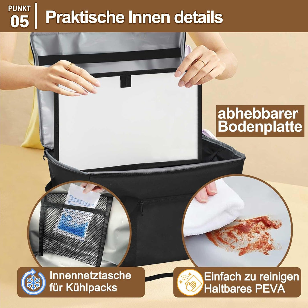 DSDCDJ Coolerbag – Kühltasche aus hochwertigem Polyestergewebe, Large Cool Bag with Hard Bottom, Por