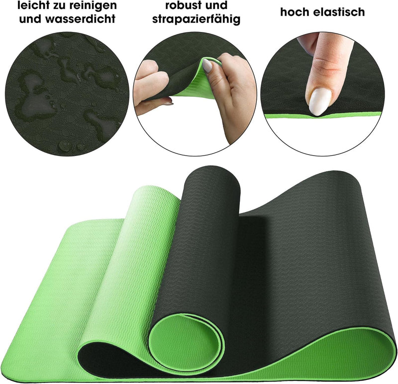 CelinaSun Fitnessmatte 183 x 61 cm Yoga Matte TPE Sportmatte rutschfest Gymnastikmatte Pilates Fitne