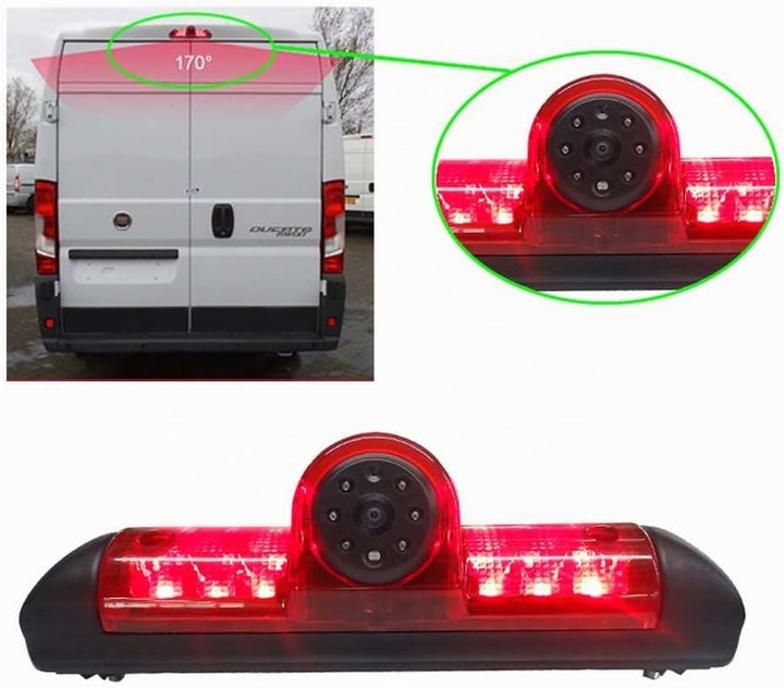 Dynavsal Rückfahrsystem mit Rückfahrkamera im 3. Bremslicht Bremsleuchte passend für Fiat Ducato X25