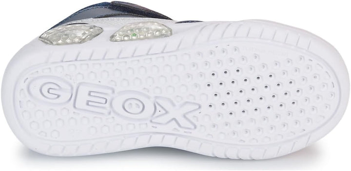 Geox Jungen J Illuminus Boy Sneaker 33 EU Navy Silver, 33 EU Navy Silver
